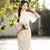 Elegant and Artistic Compound Lace Ruffle Sleeve Cheongsam Dress Day Dress