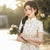 Floral Lace Cheongsam Dress Long and Breathable Qipao with Lace Trim