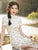 Floral Lace Cheongsam Dress Long and Breathable Qipao with Lace Trim