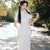 Mandarin Collar Floral Lace Cheongsam Dress Long and Breathable Qipao