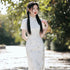 Mandarin Collar Floral Lace Cheongsam Dress Long and Breathable Qipao