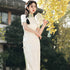 Full Length Floral Cheongsam Dress Long and Breathable Qipao with Frog Buttons