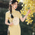 Full Length Floral Embroidery Cheongsam Dress Long and Breathable Qipao