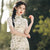 Double-Layered Chiffon Dress with Flying Sleeves and Cheongsam Details