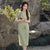 Jacquard Cotton Linen Cheongsam Dress with Side Buckles