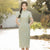 Double-Layered Chiffon Cheongsam Dress with Embroidery Retro Shanghai Style