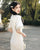 Elastic Lace Round Collar Midi Cheongsam Dress for Young Girls