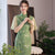 Retro Floral Brocade Qipao Fairy Dress with Flared Sleeves