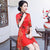 Half Sleeve Cheongsam Top Floral Knee Length Ao Dai Dress