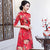 Vestido Ao Dai floral con top de cheongsam de media manga con cuello mandarín