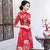 Cheongsam-Oberteil mit Mandarinkragen und halben Ärmeln Ao Dai Kleid mit Blumenmuster