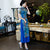 Short Sleeve Cheongsam Top Full Length Floral Ao Dai Dress