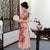 Short Sleeve Cheongsam Top Full Length Floral Ao Dai Dress