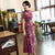 Short Sleeve Cheongsam Top Full Length Floral Ao Dai Dress