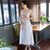 Half Sleeve Cheongsam Top Full Length Floral Ao Dai Dress