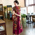 Short Sleeve Full Length Two-piece set Floral Ao Dai Dress