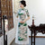 Vestido Ao Dai de seda floral con top cheongsam de media manga