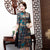 Mezza manica Cheongsam Top al ginocchio in seta floreale Ao Dai Dress