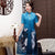 Halbarm Zweiteiliges Set Knielanges Blumen Ao Dai Kleid