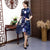 Zweiteiliges Set Knielanges chinesisches Cheongsam-Kleid mit Blumenmuster