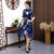 Two-piece Set Floral Cheongsam Knee Length Chinese Dress