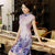 Robe chinoise florale à manches longues et à manches cheongsam