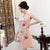 Key Hole Neck Cap Sleeve Cheongsam Top Floral Ao Dai Dress