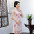 Flügelärmeln Knielanges Cheongsam Floral Gaze Chinesisches Kleid