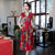 Cap Sleeve Cheongsam Top Chinese Style Pleated Dress