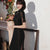 Mandarin Collar Illusion Neck Lace Cheongsam Knee Length Chinese Dress