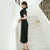 Illusion Neck Front Split Lace Cheongsam Knielanges Chinesisches Kleid