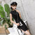 Cranes Pattern Mandarin Collar Modern Cheongsam Day Dress