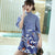 Floral Lace Shoulder Half Sleeve Cheongsam Mini Chinese Dress