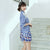 Mini robe chinoise Cheongsam à manches mi-longues en dentelle florale