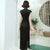 Cap Sleeve Cheongsam Long Evening Dress with Floral Beading Collar