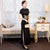 Mandarin Collar Floral Embroidery Silk Cheongsam Evening Dress