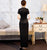 Mandarin Collar Floral Embroidery Silk Cheongsam Evening Dress