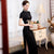 Mandarin Collar Floral Embroidery Silk Cheongsam Evening Dress