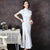 Classic Silk Blend Cheongsam Mermaid Full Length Evening Dress