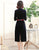 3/4 Sleeve Floral Embroidery Knee Length Velvet Chinese Dress