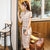 Plaids & Checks Pattern Modern Cheongsam Knee Length Chinese Dress