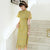 Puff Sleeve Knee Length Cheongsam Lace Chinese Dress