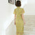 Puff Sleeve Knee Length Cheongsam Lace Chinese Dress