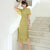 Puff Sleeve Knee Length Cheongsam Lace Chinese Dress