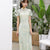 Illusion Neck Floral Lace Cheongsam Full Length Chinese Dress