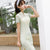 Illusion Neck Floral Lace Cheongsam Full Length Chinese Dress