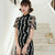 Puff Sleeve Floral Lace Cheongsam Full Length Chinese Dress
