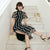 Puff Sleeve Floral Lace Cheongsam Full Length Chinese Dress