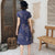 Short Sleeve Floral Signature Cotton Cheongam Top Aodai Chinese Dress