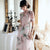 Short Sleeve Full Length Floral Aodai Modern Chinese Dress